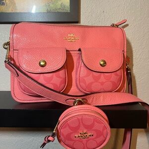 Coach Pennie crossbody with coin purse  in Pink Lemonade